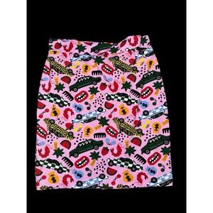 NOOWORKS Back Slit Skirt Roll Out AOP  Print Sz 3X Pull On Colorful USA Made